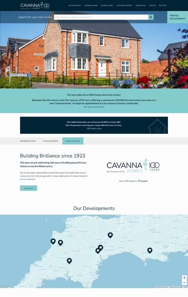 Website Development for Cavanna Homes